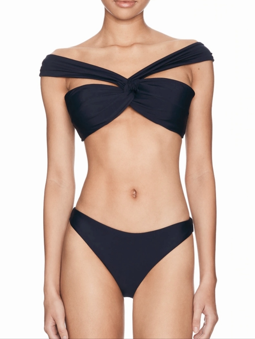 NWT Milly Olivia Solid Draped Bandeau Bikini Set. Size S